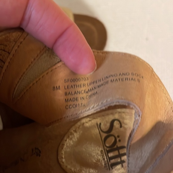 Sofft women’s size 8 sandal heels shoe metalic gold tan block heel Milan - Picture 6 of 10